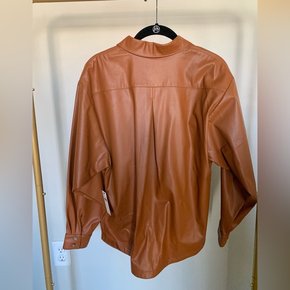 Anthropologie Faux Leather Blouse in Tan - Picture 4 of 8